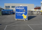 Hodij Coatings spandoek en spanraam op poot