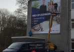 Spandoek montage op hoogte